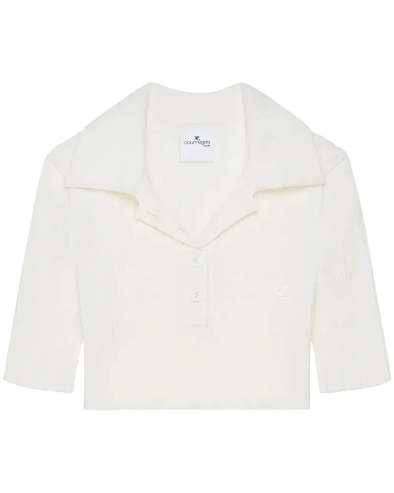 Courrèges Gestricktes Cropped-Poloshirt - Weiß Weiß