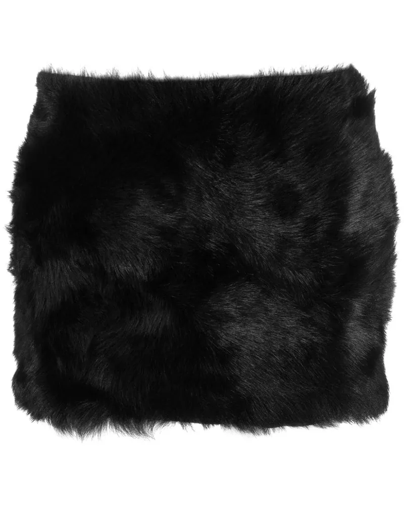 David Koma Textur Minirock aus Leder - Schwarz Schwarz