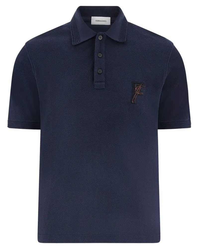 Ferragamo Poloshirt mit Logo-Stickerei Blau