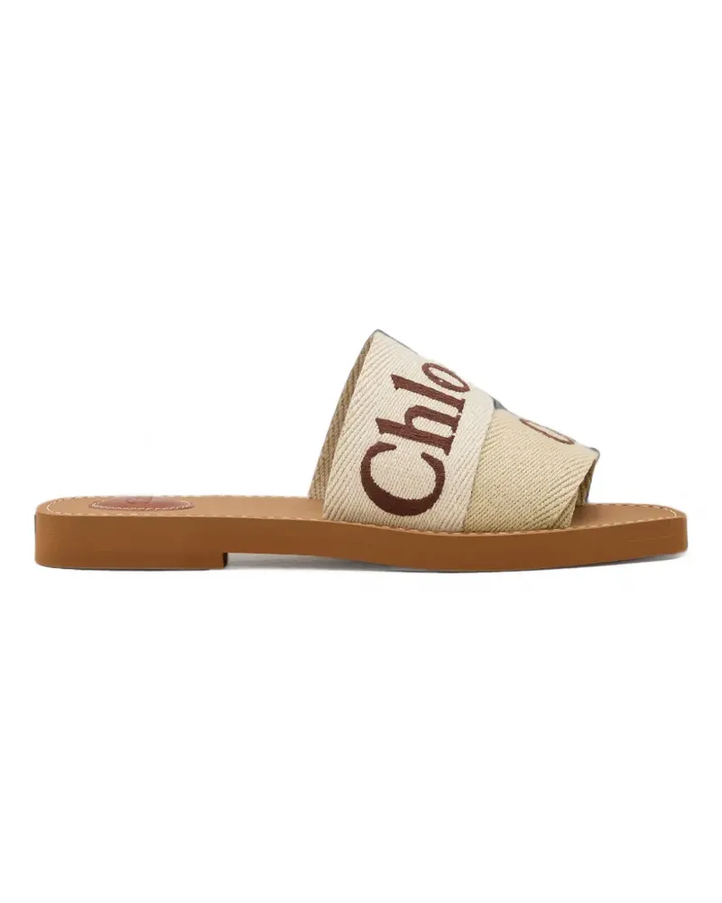 Chloé Woody logo-embroidered sandals - Nude Nude