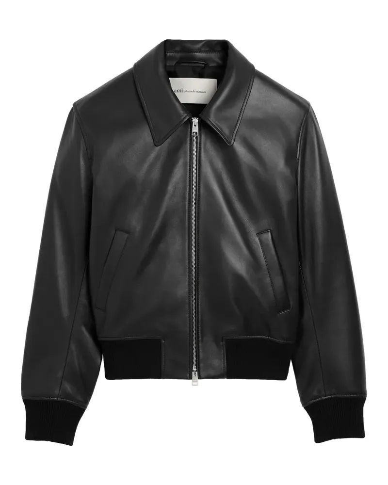 AMI Paris Jacke aus Lammleder mit Reißverschluss - Schwarz Schwarz