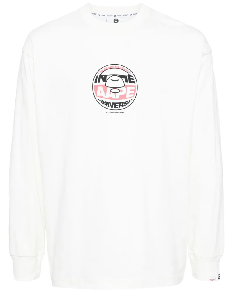 BAPE Langarmshirt mit Logo-Print - Nude Nude