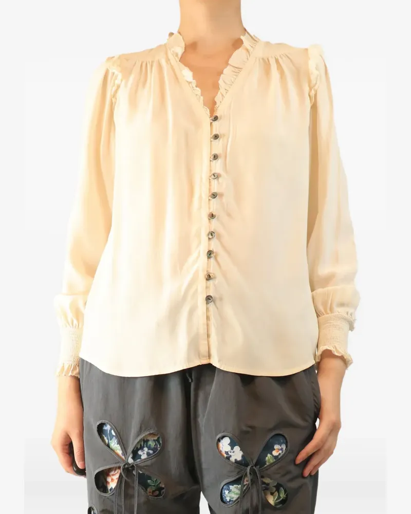 Cefinn ruffled silk blouse - Nude Nude