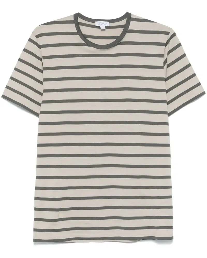 Sunspel Gestreiftes T-Shirt - Nude Nude