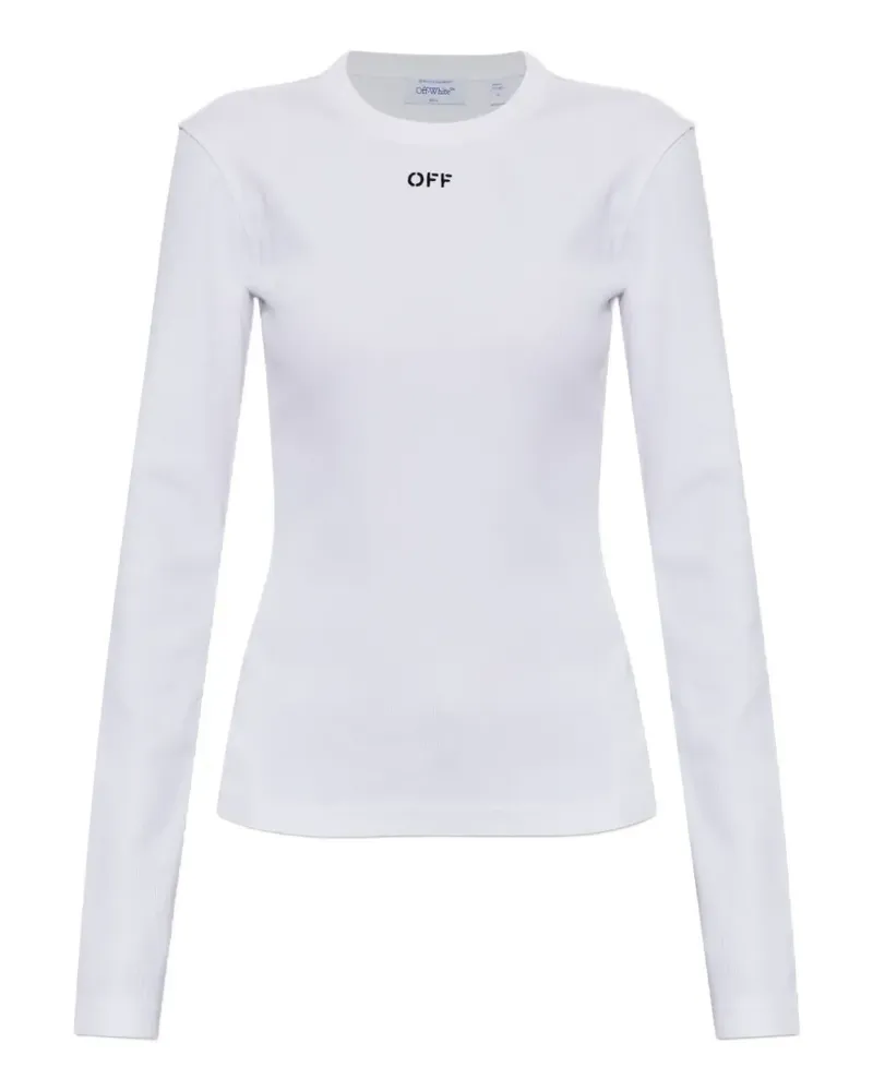 OFF-WHITE Geripptes Oberteil mit Logo-Stickerei - Weiß Weiß