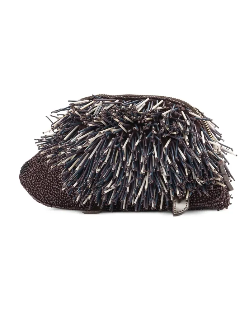 STAUD Porcupine Clutch mit Perlen - Schwarz Schwarz