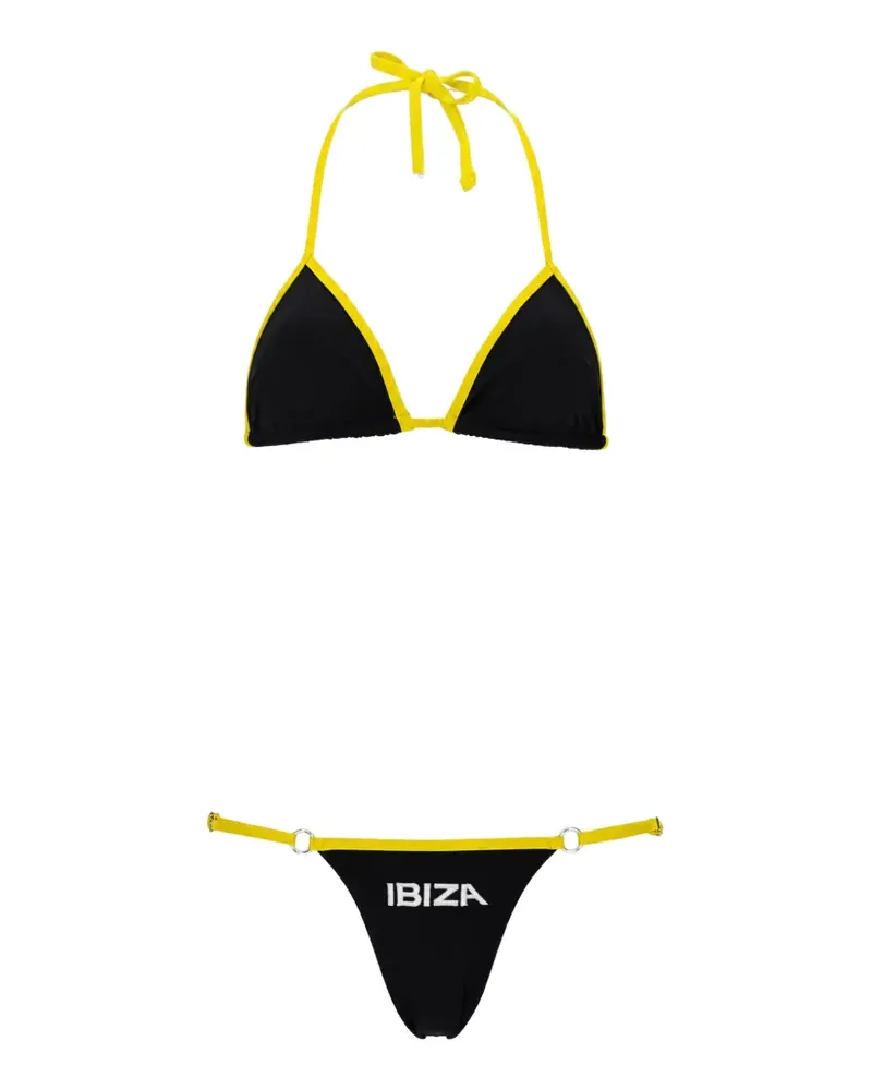 ATTICO Ibiza-print triangle bikini - Schwarz Schwarz