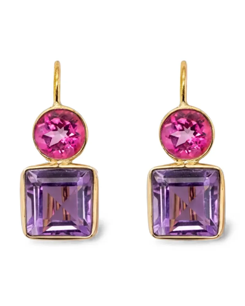 Lizzie Fortunato 14kt Gelbgoldohrringe mit Amethyst in Pink Topas Gold