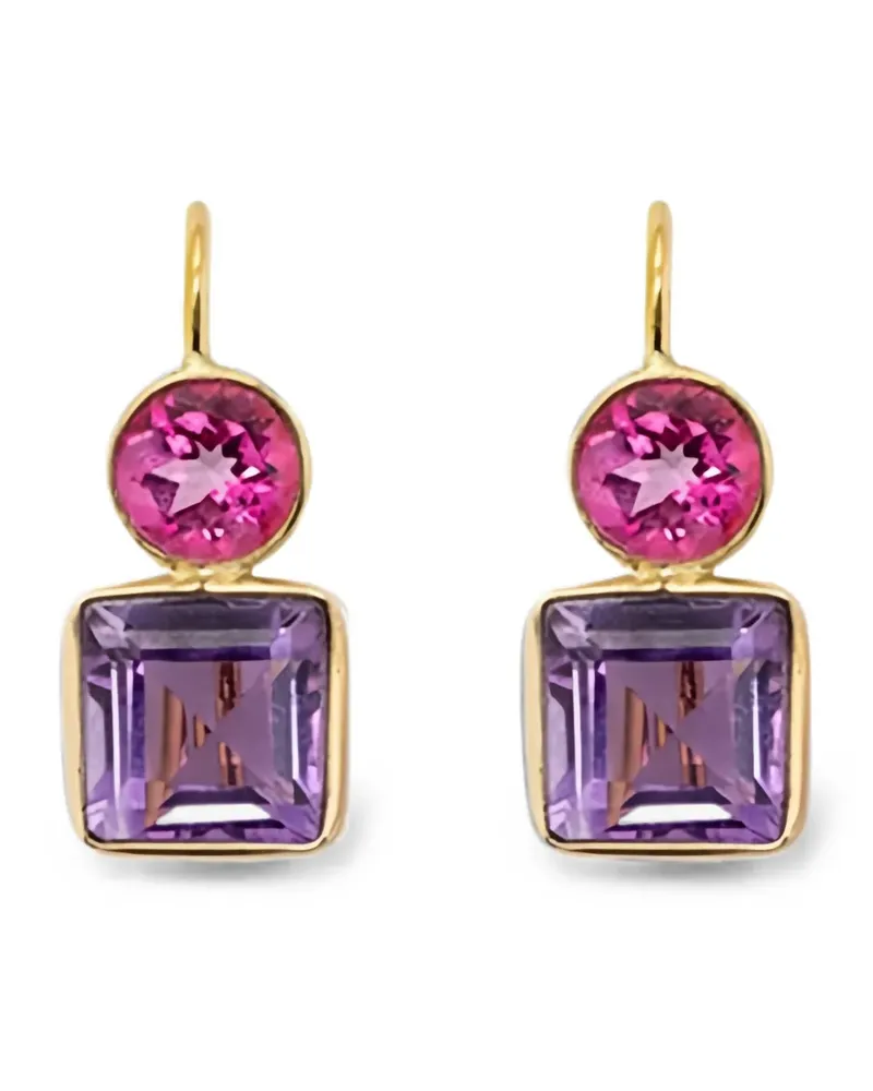 Lizzie Fortunato 14kt Gelbgoldohrringe mit Amethyst in Pink Topas Gold
