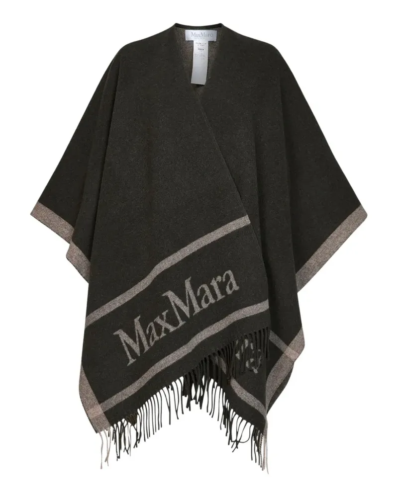 Max Mara Hilde Cape mit Fransen - Grau Grau