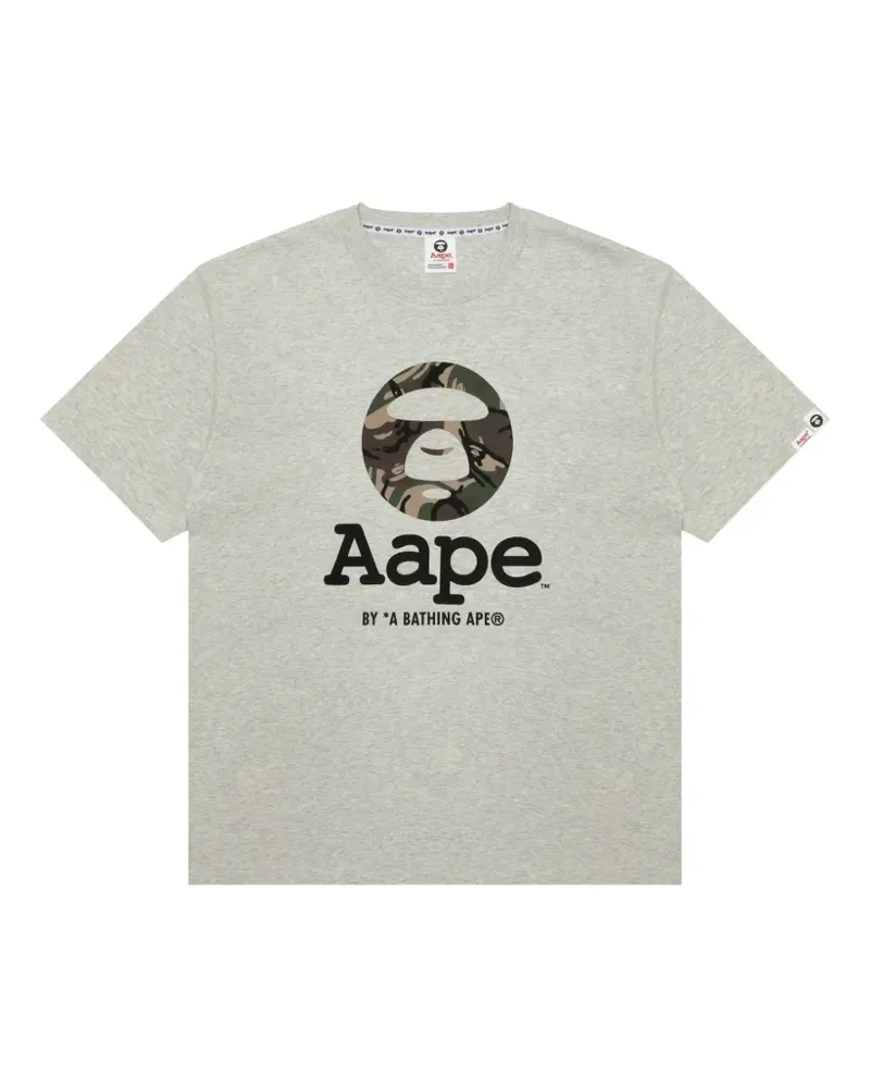 BAPE T-Shirt mit Camouflage-Logo - Grau Grau
