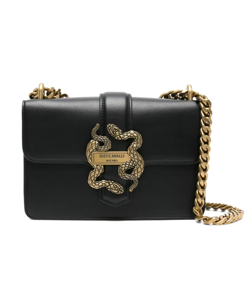 Just Cavalli Umhängetasche mit gerpägtem Logo - Schwarz Schwarz