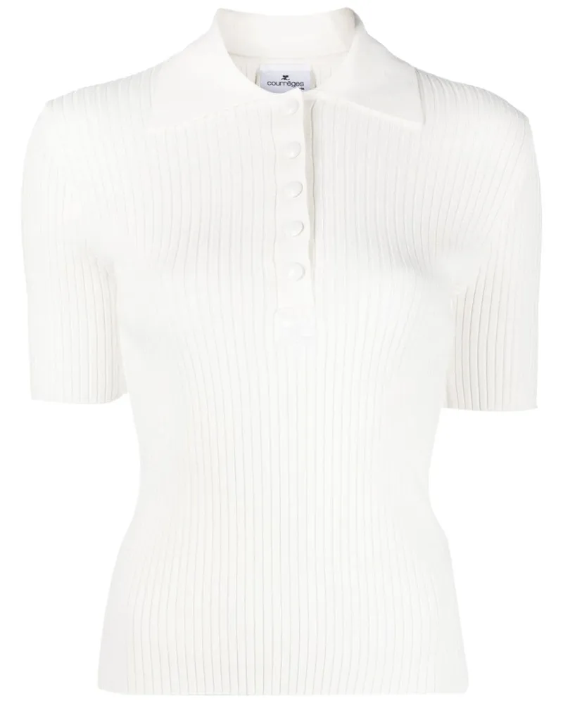 Courrèges T-Shirt aus geripptem Strick - Weiß Weiß