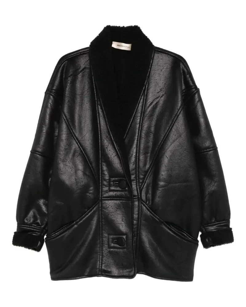 NINEMINUTES Faux Fur-Jacke mit Knöpfen - Schwarz Schwarz