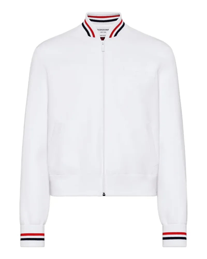 Thom Browne Browne 65 Bomberjacke in Intarsienstrick - Weiß Weiß