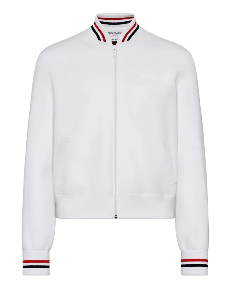 Thom Browne Browne 65 Bomberjacke in Intarsienstrick - Weiß Weiß