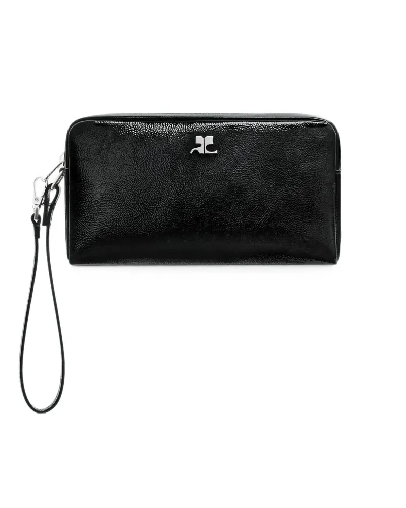 Courrèges Naplack Mini-Tasche mit Logo-Schild - Schwarz Schwarz