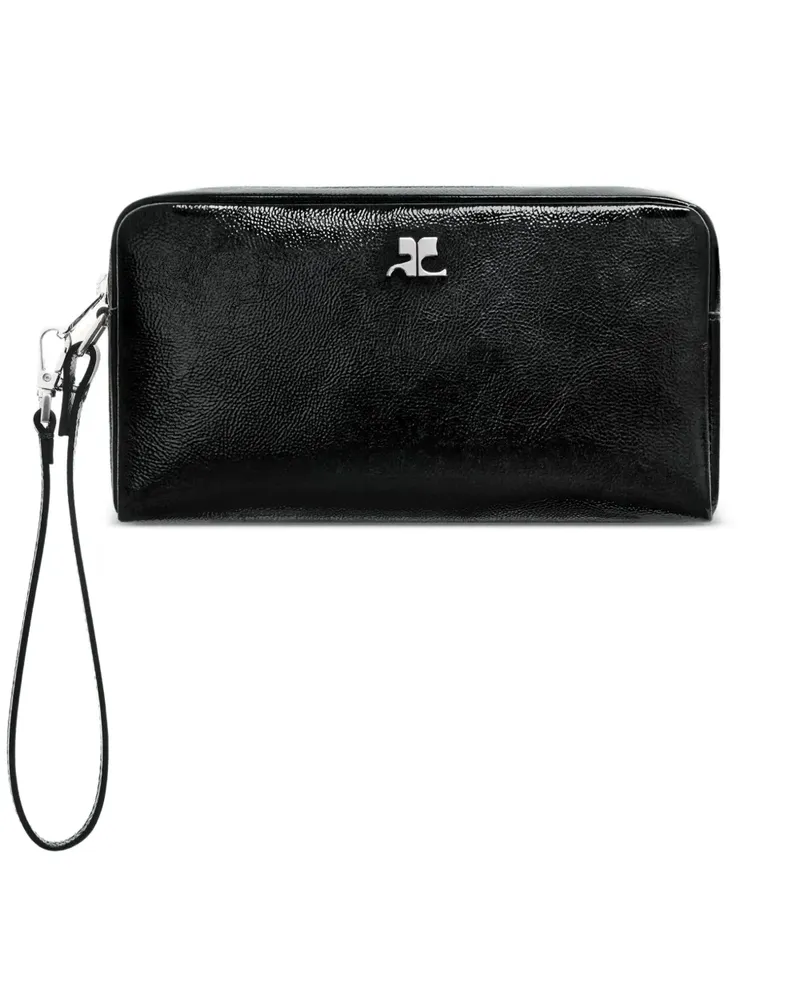Courrèges Naplack Mini-Tasche mit Logo-Schild - Schwarz Schwarz
