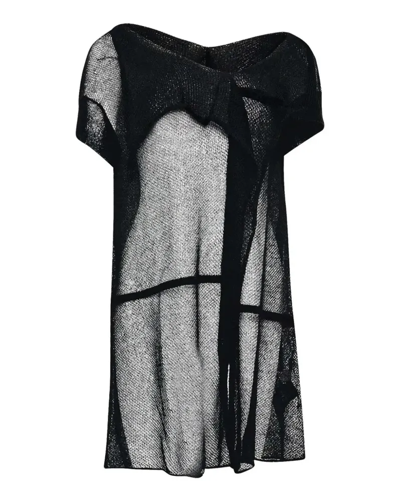 Yohji Yamamoto T-Shirt aus Mesh mit asymmetrischem Kragen - Schwarz Schwarz