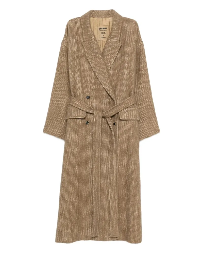 Uma Wang double-breasted belted coat - Braun Braun