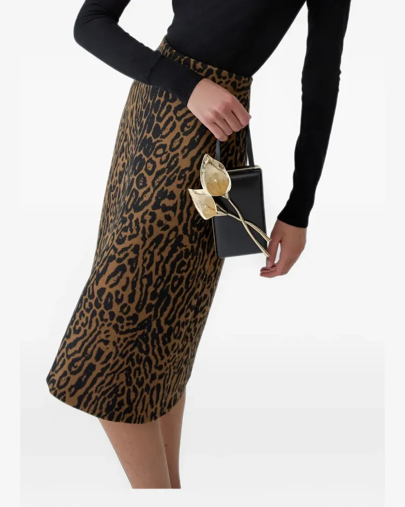 Carolina Herrera New York leopard jacquard A-line midi skirt - Braun Braun