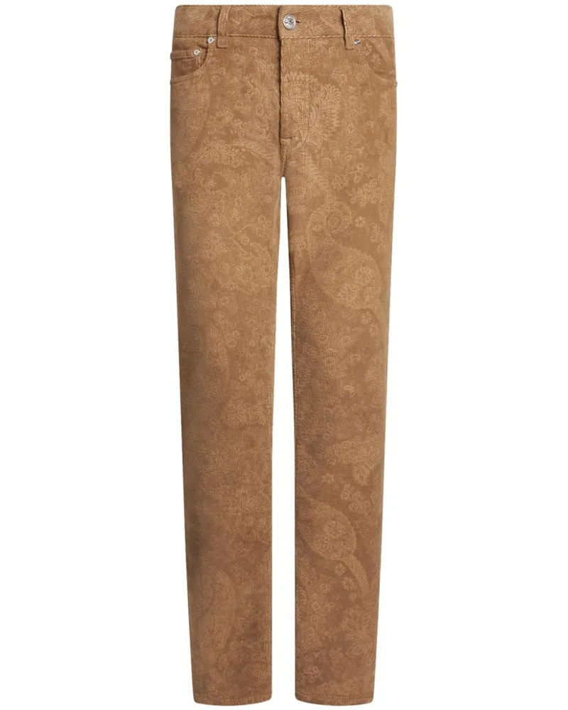 Etro Schmale Hose mit Paisley-Jacquard - Braun Braun