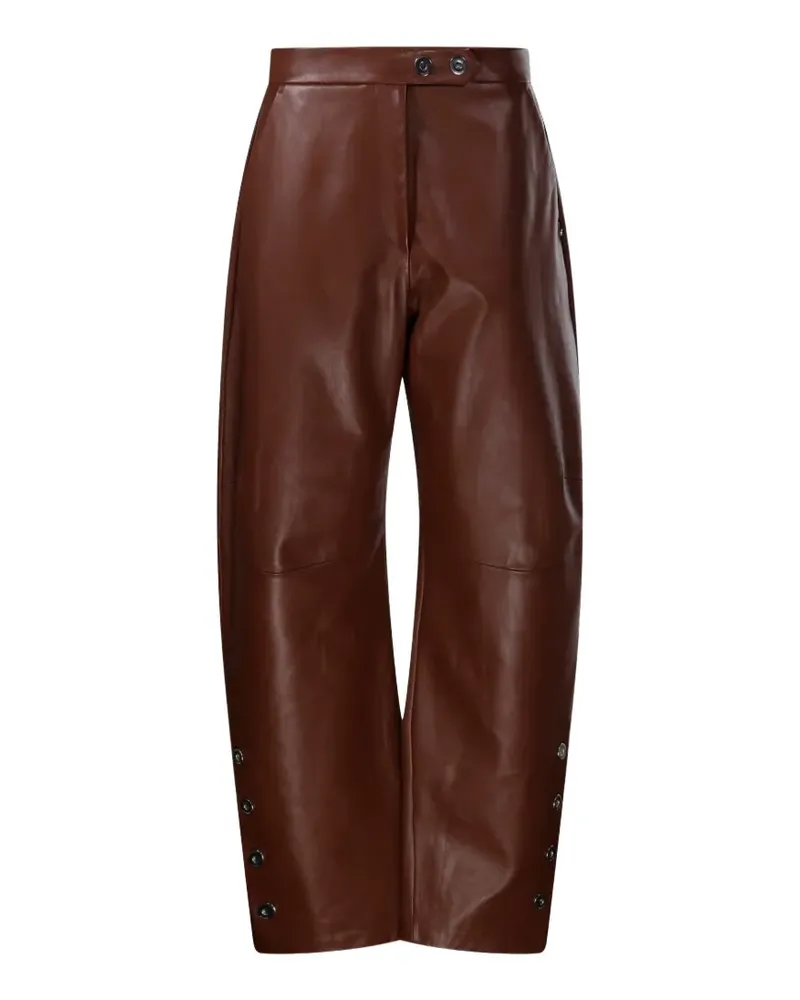 SPORTMAX Lederhose mit Knopfdetail - Braun Braun