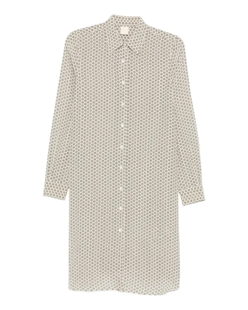 ASPESI floral-print long-sleeve mini shirt dress - Nude Nude