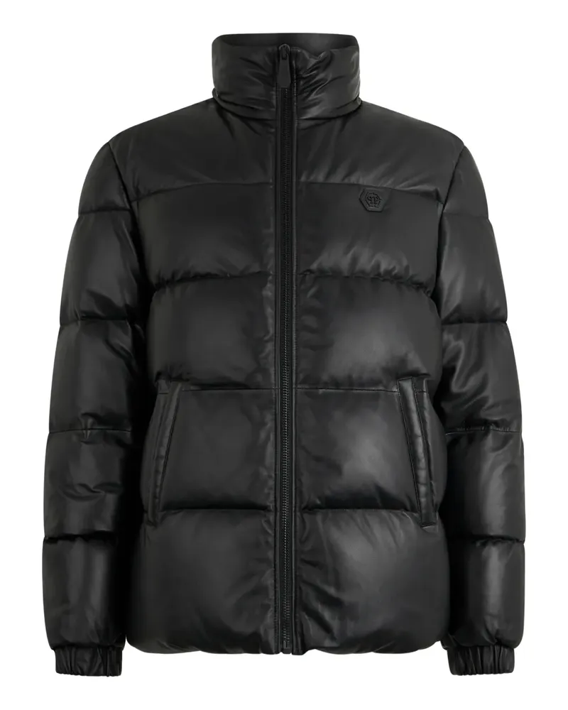 Philipp Plein Steppjacke mit Logo-Patch - Schwarz Schwarz