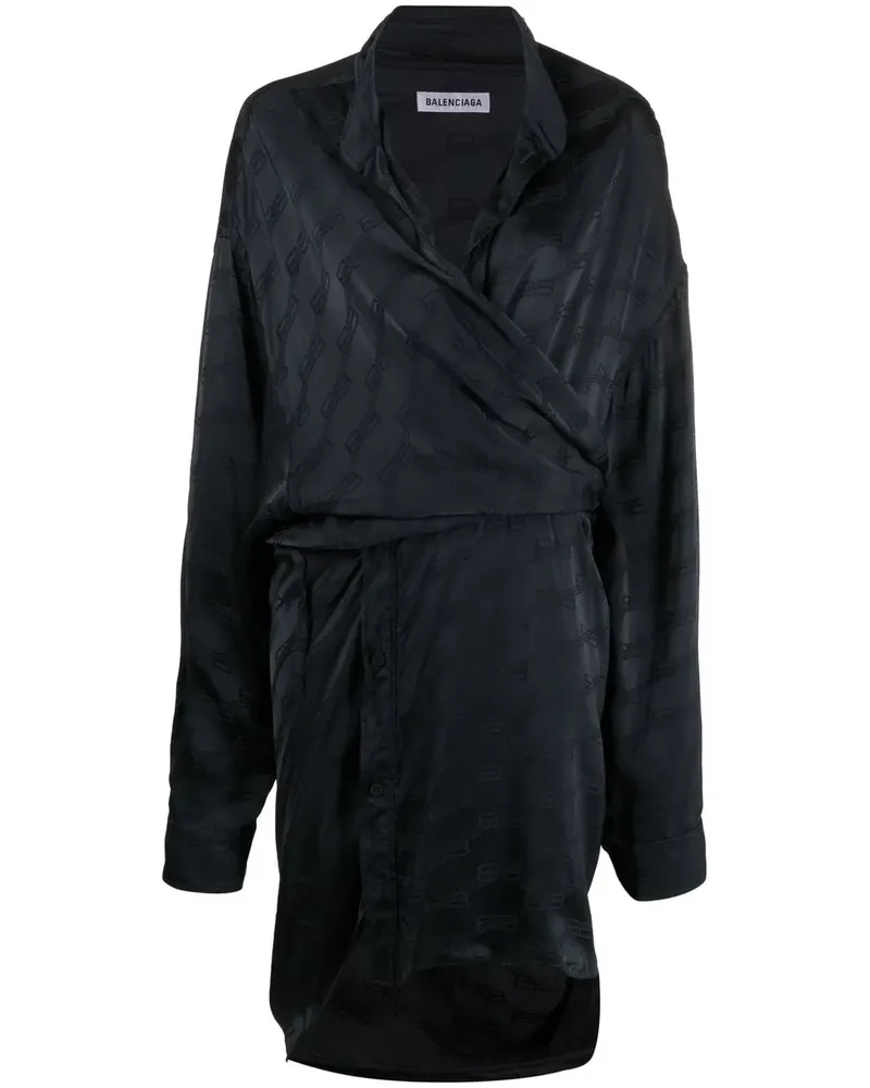 Balenciaga Wickelkleid mit BB Monogramm - Grau Grau