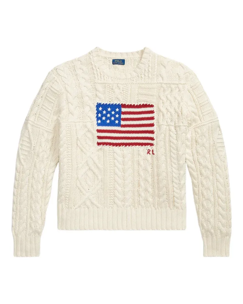 Ralph Lauren Flag-Pullover mit Zopfmuster - Nude Nude