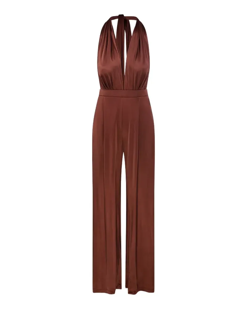 Amazuìn Lennox halterneck plunging jumpsuit - Braun Braun