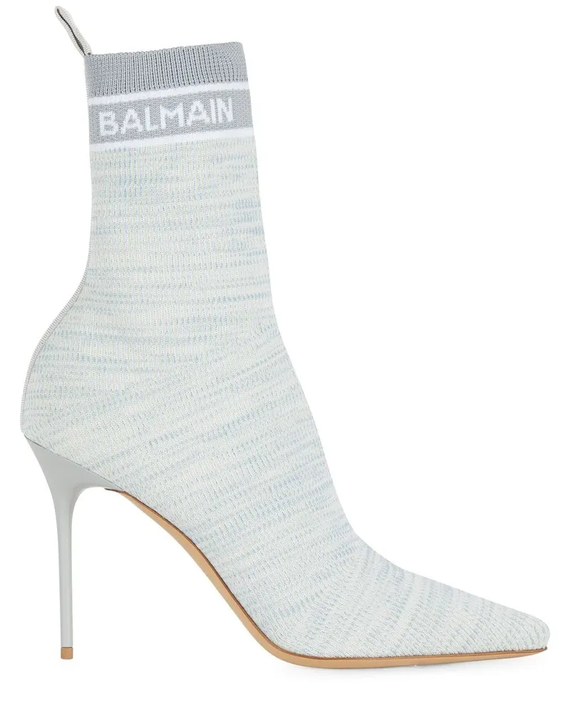 Balmain Skye Stiefeletten in Strickoptik 95mm - Blau Blau