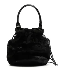 Yohji Yamamoto Beuteltasche aus Faux Fur Schwarz