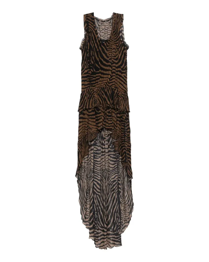 Blumarine ruffled zebra-print mini dress - Schwarz Schwarz