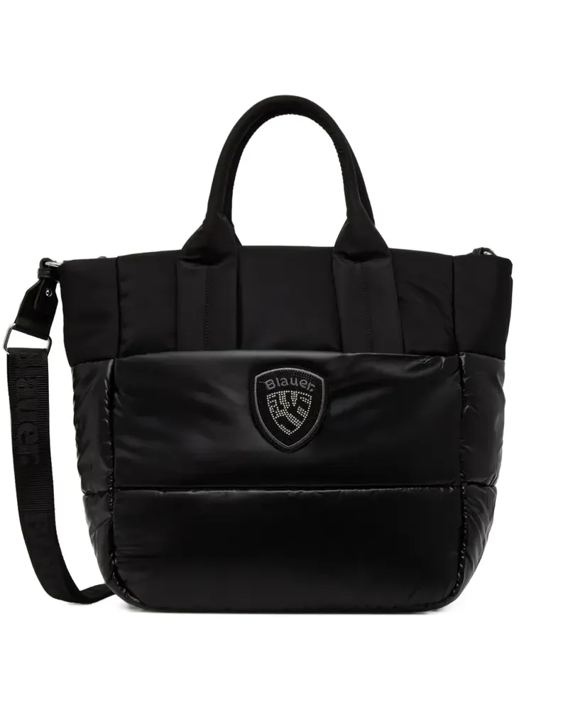 Blauer Shopper mit Logo-Patch - Schwarz Schwarz