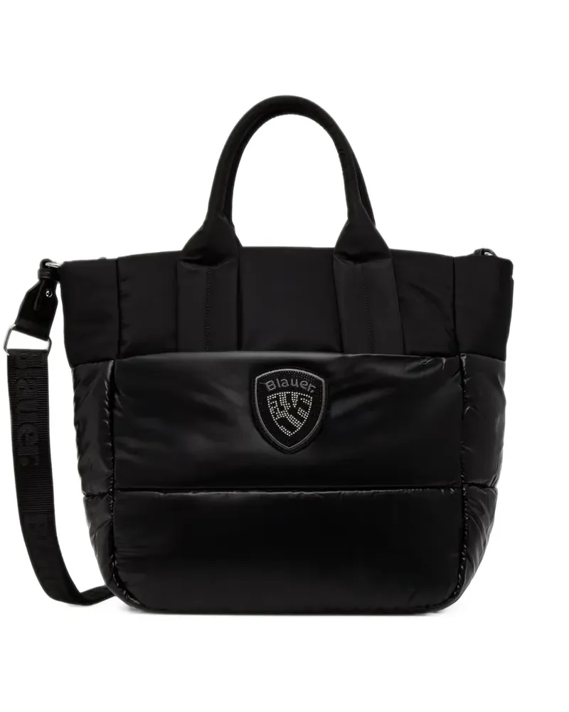 Blauer logo-patch quilted tote bag - Schwarz Schwarz