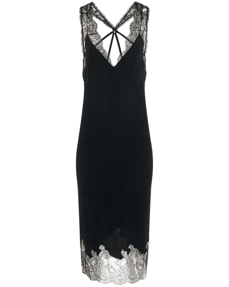 Givenchy Midikleid mit Spitzeneinsatz - Schwarz Schwarz
