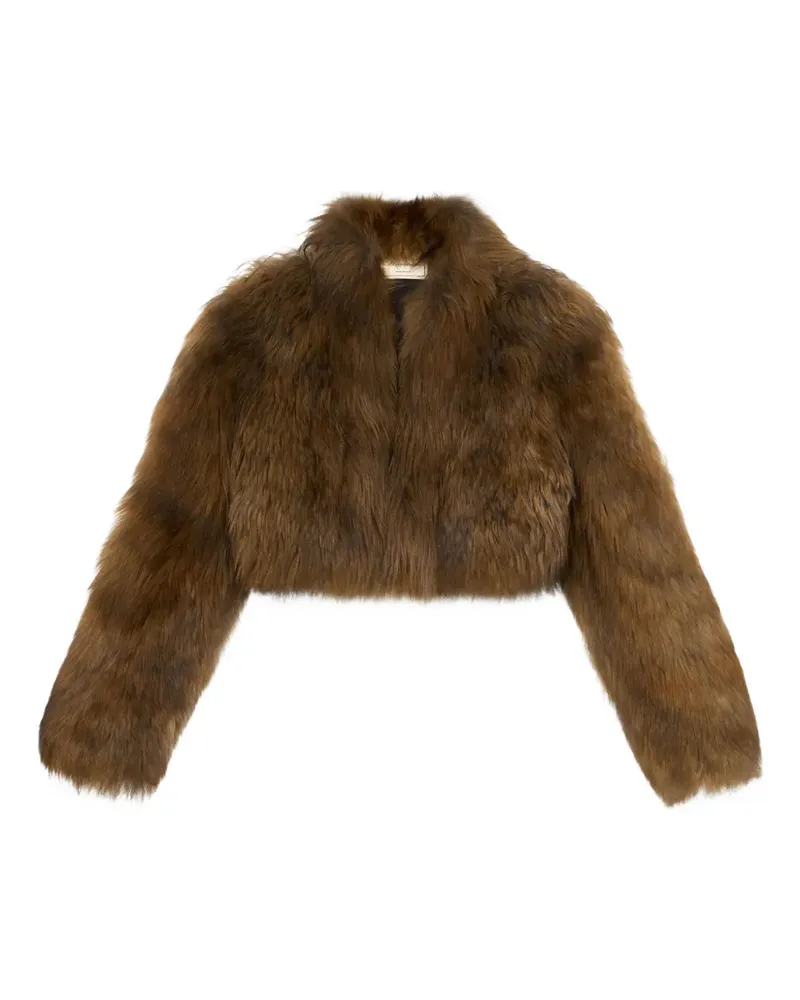 Blumarine Cropped Jacke in Pelzoptik - Braun Braun
