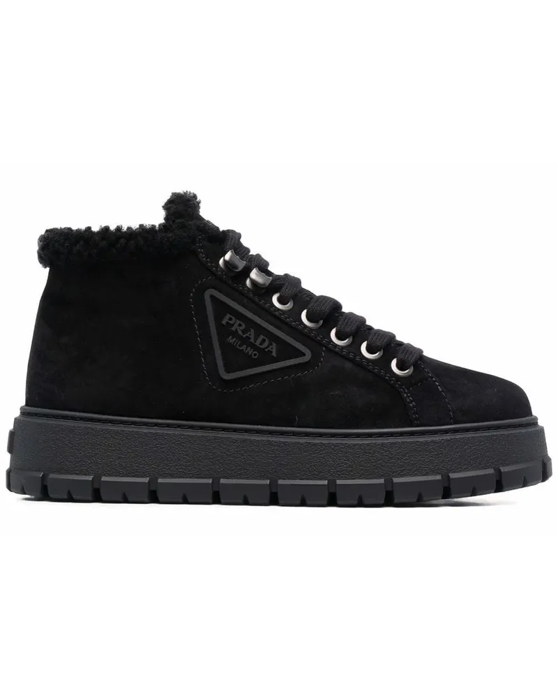 Prada Shearling-Stiefel - Schwarz Schwarz