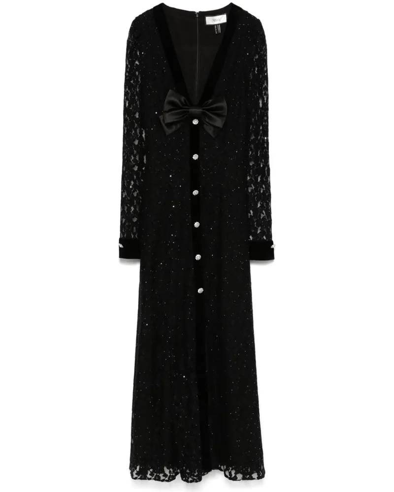 NISSA Langes Kleid mit Kristallen - Schwarz Schwarz