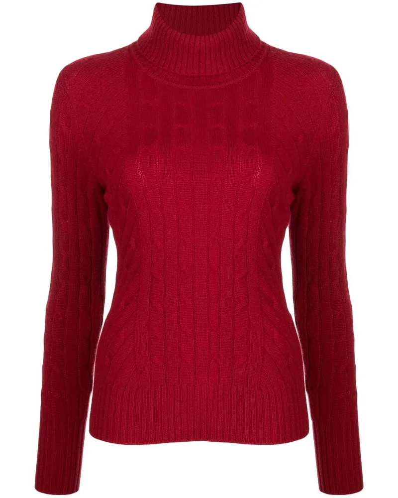 N.Peal Strickpullover mit Rollkragen Rot