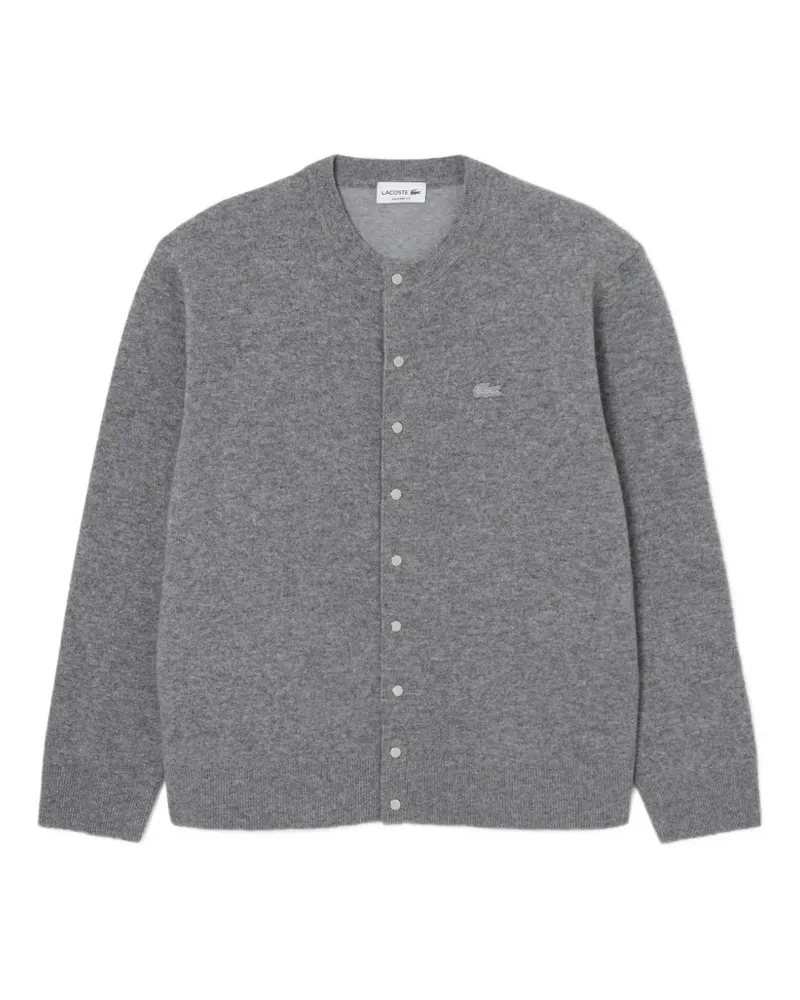 Lacoste felted-wool crew-neck cardigan - Grau Grau