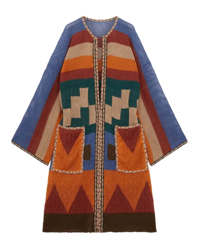 Fortela jacquard patch-pocket cardi-coat - Orange Orange