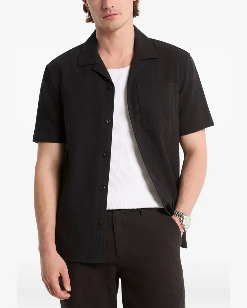 Michael Kors cotton waffle camp shirt - Schwarz Schwarz