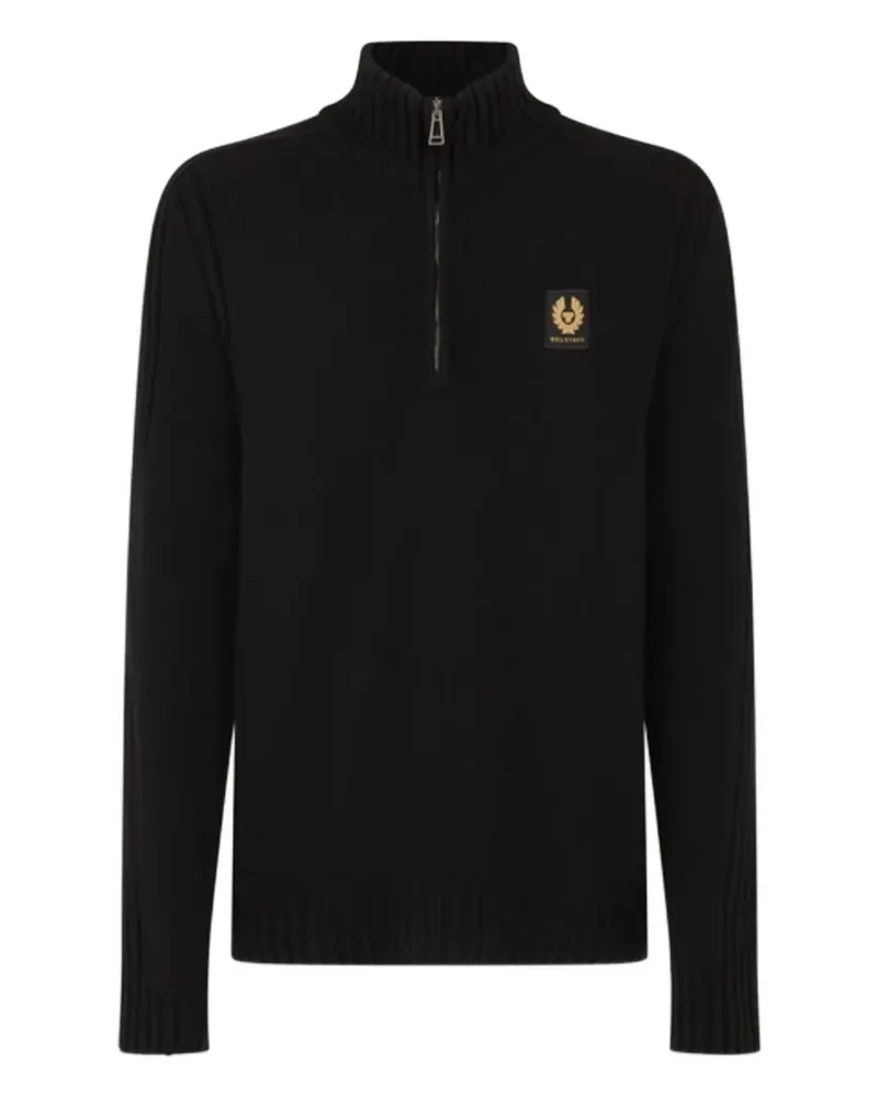 Belstaff Gerippter Pullover mit Reißverschluss - Schwarz Schwarz