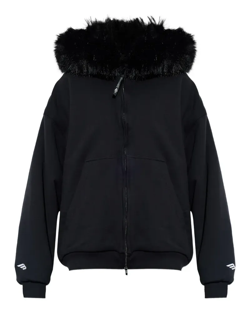 Balenciaga Hoodie mit Faux Fur-Besatz - Schwarz Schwarz