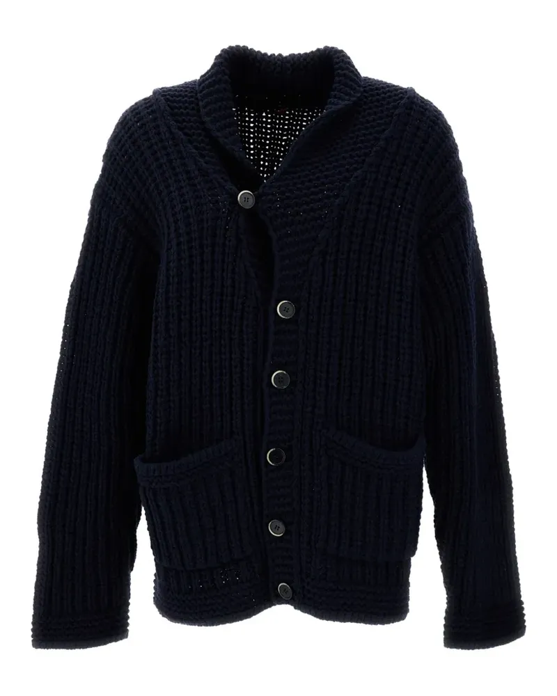 BARENA Grobstrick-Pullover mit Knöpfen - Blau Blau