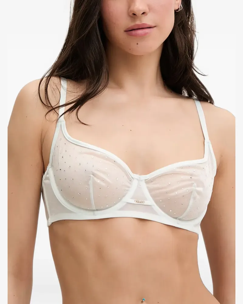 Guess crystal-embellished mesh bra - Weiß Weiß