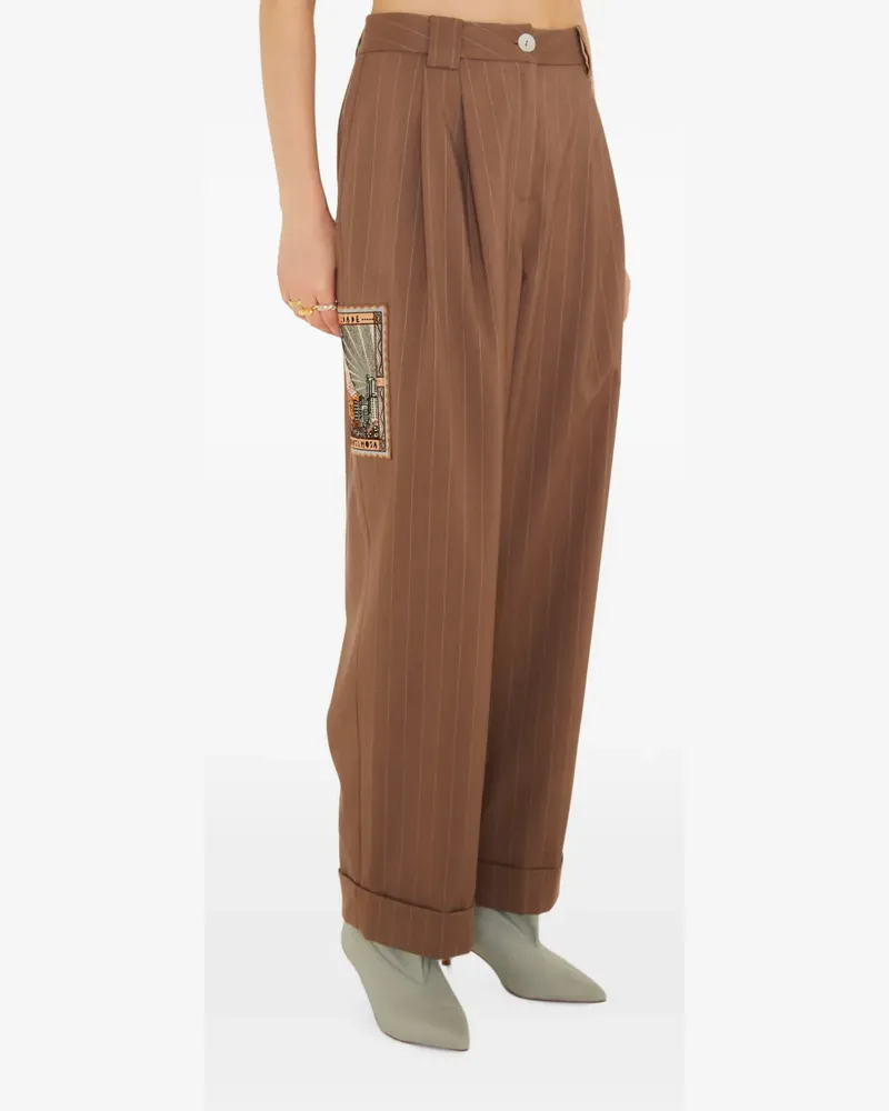 FARM Rio Hose mit Nadelstreifen-Print und Patch-Detail - Braun Braun